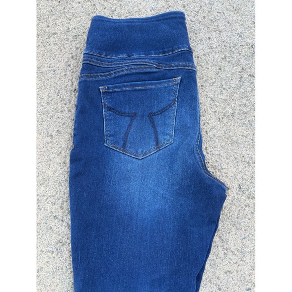 Seven7 Tummy Toner Blue Wash Denim Skinny Jeans Women Size 14 Elastic Waist - Picture 7 of 10